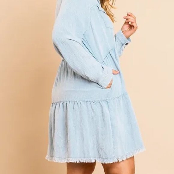 Denim Ruffle Dress - Picture 2 of 3